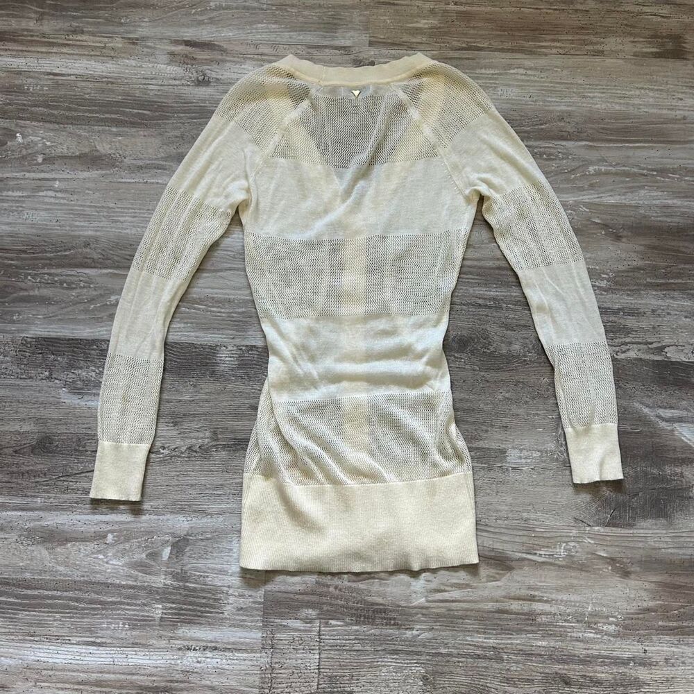 Guess Women's chic summer y2k streetwear cream mesh button up cardigan - Picture 6 of 8